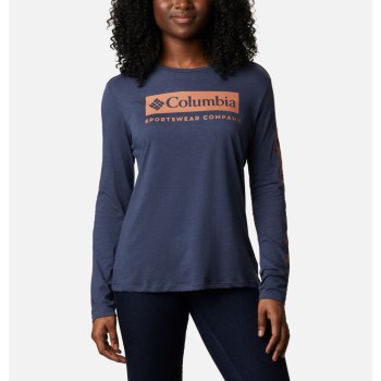 Columbia Ženske Majice S Kapuljačom - Autumn Trek Long Sleeve Relaxed Tamnoplave | BDRP-16074